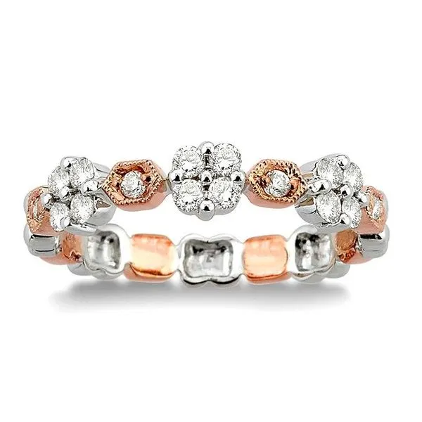 1 3 Ctw Round Cut Diamond Band in 14K White and Rose Gold Robert