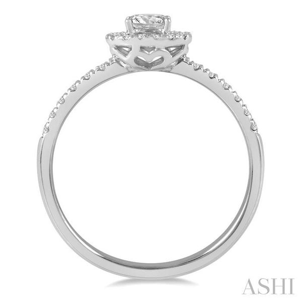 1/3 ctw Oval Shape Round Cut Diamond Fashion Ring with 1/6 ctw Oval Cut Center Stone in 14K White Gold Image 3 Robert Irwin Jewelers Memphis, TN