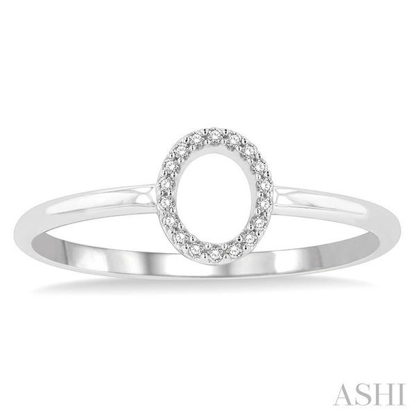 1/20 ctw Initial 'O' Round Cut Diamond Fashion Ring in 10K White Gold Image 2 Robert Irwin Jewelers Memphis, TN