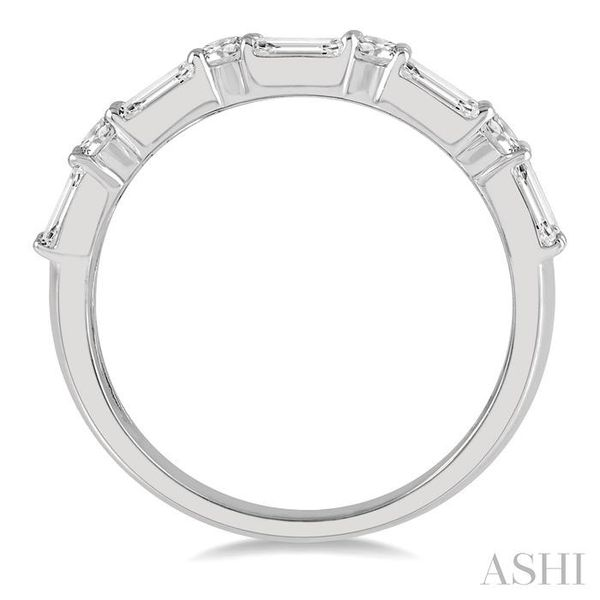 1 1/5 ctw Double Baguette and Round Cut Diamond Fashion Band in 14K White Gold Image 3 Robert Irwin Jewelers Memphis, TN