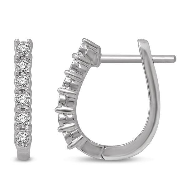 14K White Gold 1/5 Ct.Tw.Diamond Hoop Earrings Robert Irwin Jewelers Memphis, TN