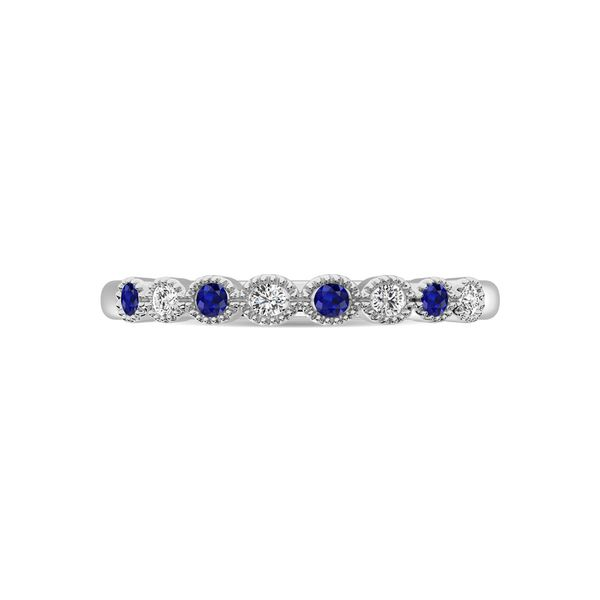 Diamond 1/5 Ct.Tw. & Alternate Blue Sapphire Band in 14K White Gold Image 3 Robert Irwin Jewelers Memphis, TN