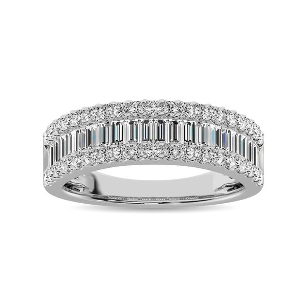Diamond 1 Ct.Tw. Round and Baguette Fashion Band in 14K White Gold Image 2 Robert Irwin Jewelers Memphis, TN