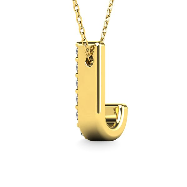 Diamond 1/10 Ct.Tw. Letter J Pendant in 14K Yellow Gold"" Image 3 Robert Irwin Jewelers Memphis, TN
