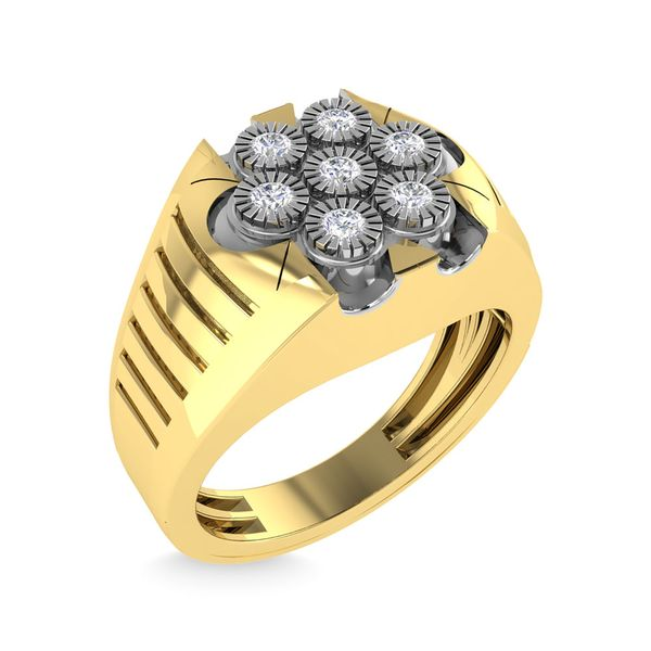Diamond 1/4 Ct.Tw. Mens Fashion Ring in 10K Yellow Gold Image 3 Robert Irwin Jewelers Memphis, TN