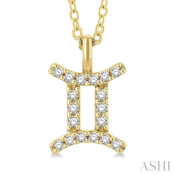 1/10 Ctw Gemini Round Cut Diamond Zodiac Pendant With Chain in 14K Yellow Gold Image 3 Robert Irwin Jewelers Memphis, TN