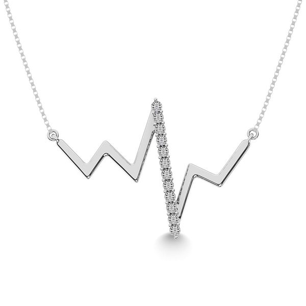 Diamond 1/50 Ct.Tw. Heartbeat Necklace in Sterling Silver Robert Irwin Jewelers Memphis, TN