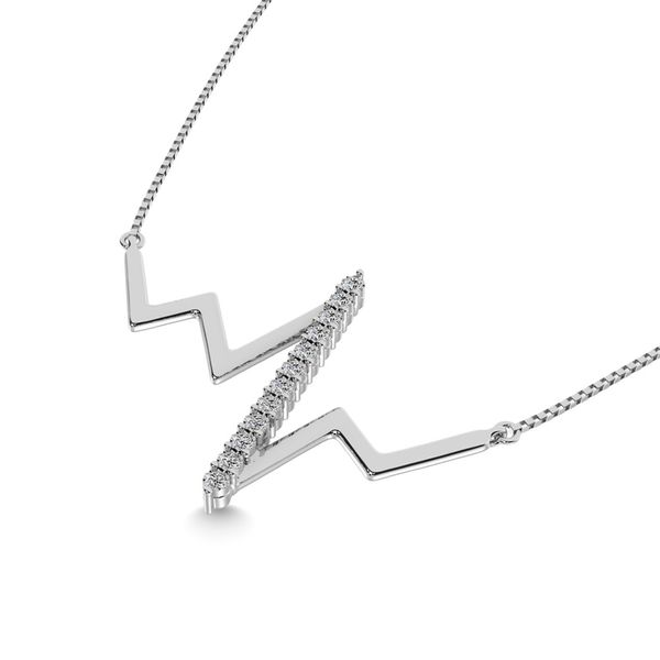 Diamond 1/50 Ct.Tw. Heartbeat Necklace in Sterling Silver Image 2 Robert Irwin Jewelers Memphis, TN