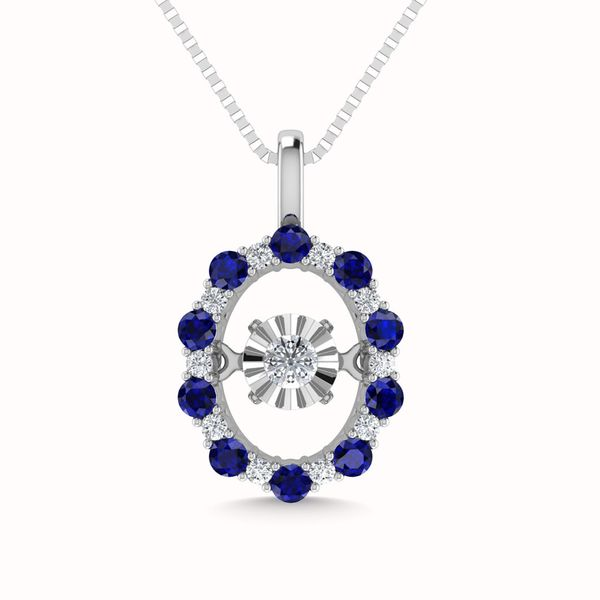 Diamond 1/4 Ct.Tw. And Blue Sapphire Fashion Pendant in 10K White Gold Robert Irwin Jewelers Memphis, TN