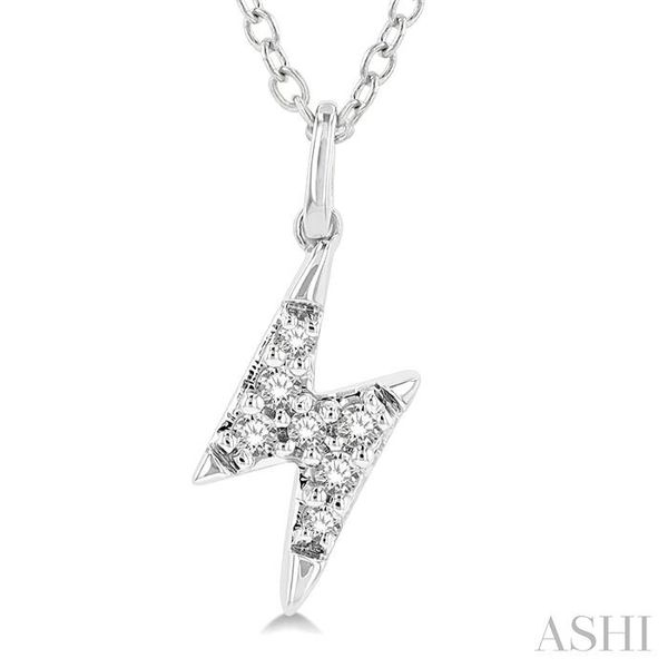 1/10 ctw Lightning Bolt Round Cut Diamond Petite Fashion Pendant With Chain in 10K White Gold Image 3 Robert Irwin Jewelers Memphis, TN