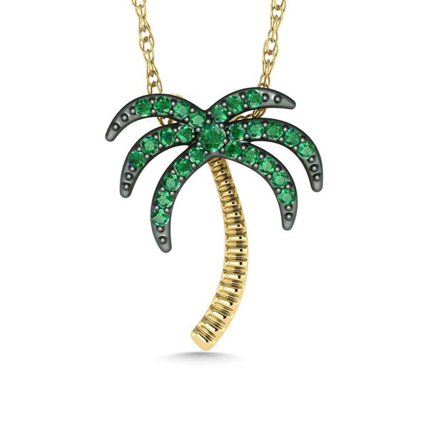 Diamond 1/10 Ct.Tw. & Color Stone Palm Tree Pendant in 10K Yellow Gold Robert Irwin Jewelers Memphis, TN