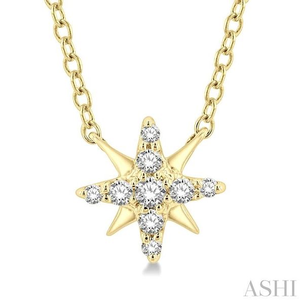 1/10 ctw Star Round Cut Diamond Petite Fashion Pendant With Chain in 10K Yellow Gold Image 3 Robert Irwin Jewelers Memphis, TN