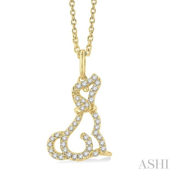 1/8 ctw Petite Dog Motif Round Cut Diamond Fashion Pendant With Chain in 10K Yellow Gold Robert Irwin Jewelers Memphis, TN
