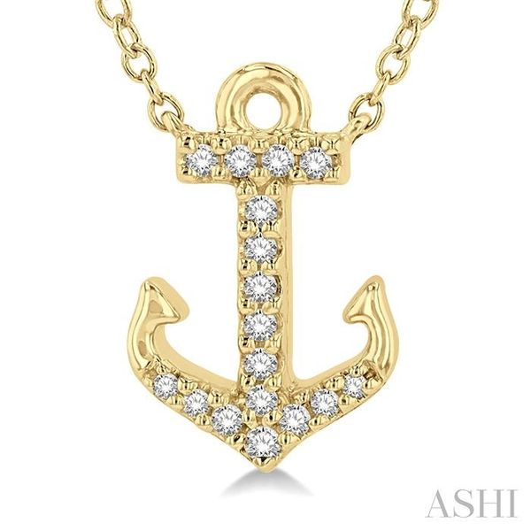 1/10 ctw Anchor Round Cut Diamond Petite Fashion Pendant With Chain in 10K Yellow Gold Image 3 Robert Irwin Jewelers Memphis, TN