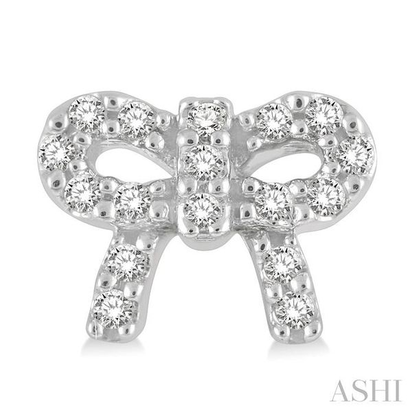 1/8 ctw Bow Tie Round Cut Diamond Petite Fashion Earring in 14K White Gold Image 2 Robert Irwin Jewelers Memphis, TN