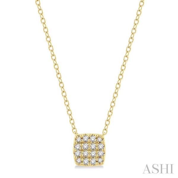 1/8 ctw Cushion Shape Round Cut Diamond Petite Fashion Pendant With Chain in 14K Yellow Gold Robert Irwin Jewelers Memphis, TN