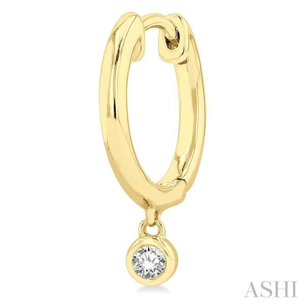 1/10 ctw Petite Bezel Drop Round Cut Diamond Fashion Huggies in 10K Yellow Gold Image 3 Robert Irwin Jewelers Memphis, TN