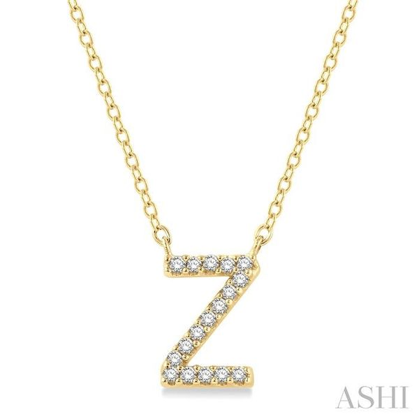1/20 ctw Initial 'Z' Round Cut Diamond Pendant With Chain in 14K Yellow Gold Robert Irwin Jewelers Memphis, TN