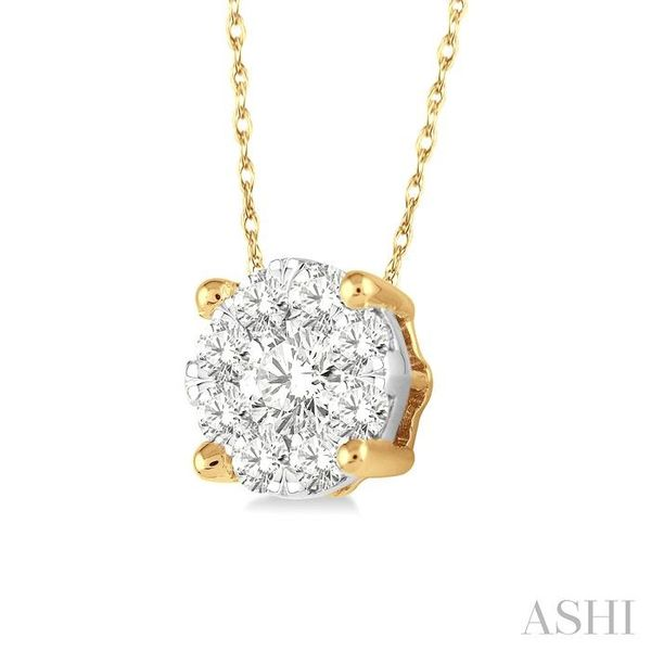 1/8 Ctw Lovebright Round Cut Diamond Pendant in 14K Yellow and White Gold with Chain Image 2 Robert Irwin Jewelers Memphis, TN