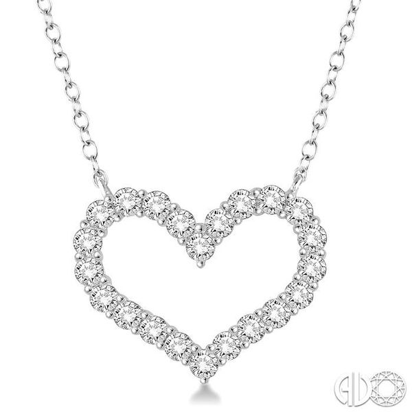 V Shaped Diamond Heart Necklace In 14K White Gold