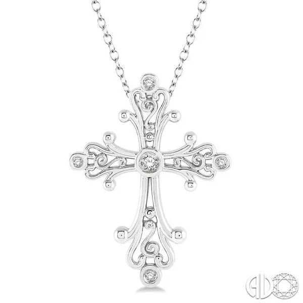 1/10 Ctw Victorian Cross Round Cut Diamond Pendant With Link, Robert Irwin  Jewelers