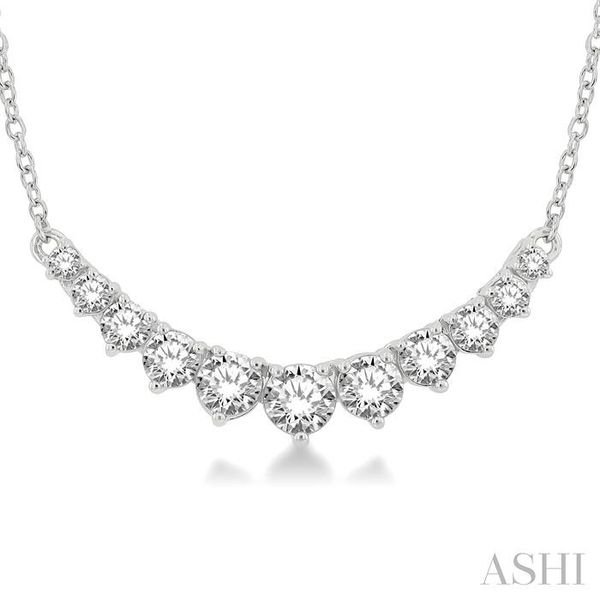 3/4 Ctw Graduated Diamond Smile Necklace in 14K White Gold | Robert Irwin  Jewelers | Memphis