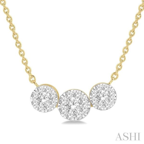 1/3 Ctw Triple Circle Lovebright Round Cut Diamond Necklace in 14K Yellow and White Gold Robert Irwin Jewelers Memphis, TN