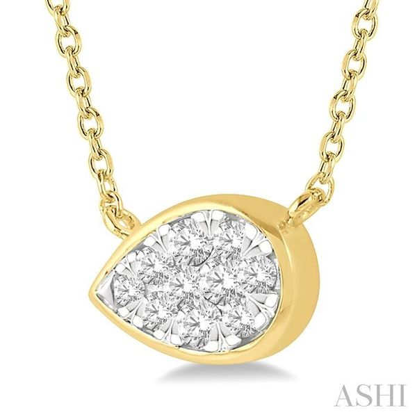 1/6 Ctw Pear Shape Lovebright Diamond Necklace in 14K Yellow and White Gold Image 2 Robert Irwin Jewelers Memphis, TN