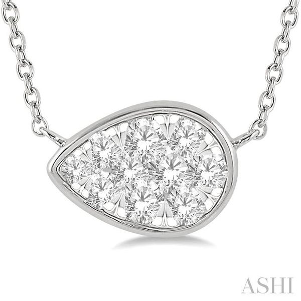 1/3 Ctw Pear Shape Lovebright Diamond Necklace in 14K White Gold Image 3 Robert Irwin Jewelers Memphis, TN