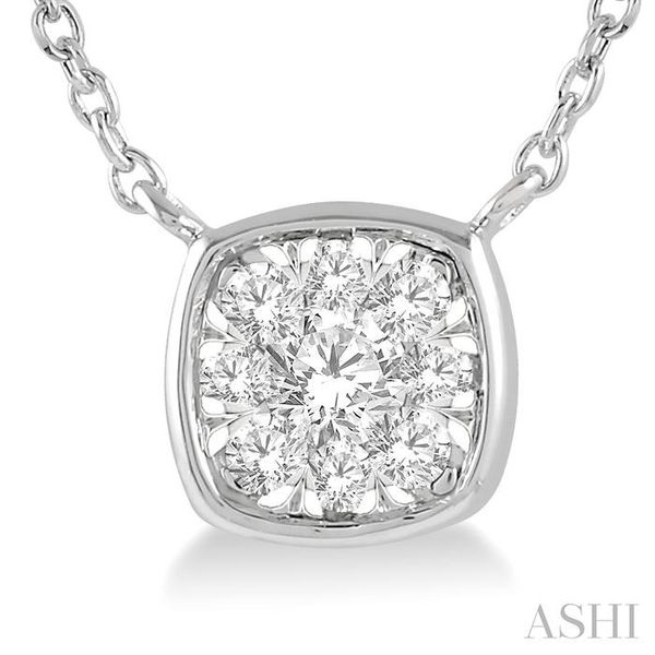 1/6 Ctw Cushion Shape Lovebright Diamond Necklace in 14K White Gold Image 3 Robert Irwin Jewelers Memphis, TN