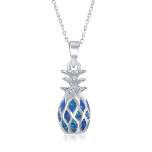 Sterling Silver Blue Inlay Opal Pineapple Pendant Robert Irwin Jewelers Memphis, TN