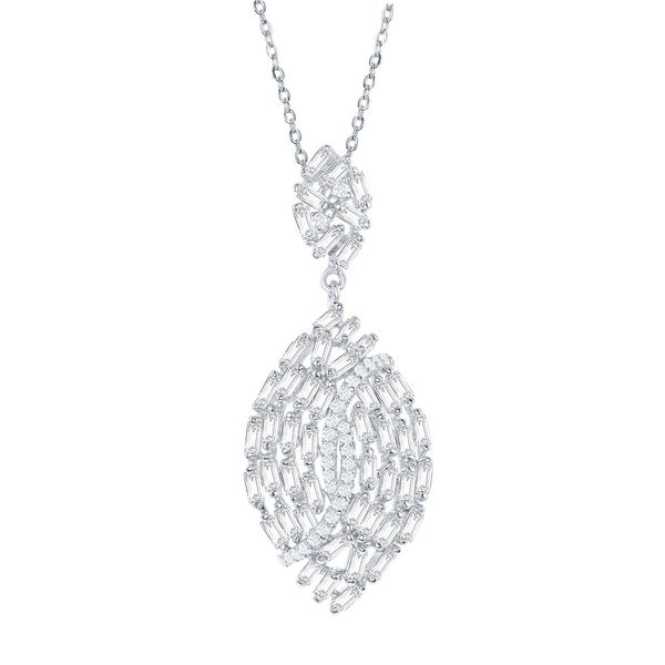 Sterling Silver Intertwined Marquise Design CZ Pendant With Chain Robert Irwin Jewelers Memphis, TN