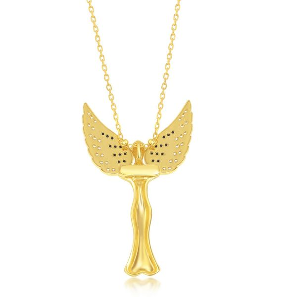 Sterling Silver CZ Angel Pendant With Movable Wings - Gold Plated Image 4 Robert Irwin Jewelers Memphis, TN