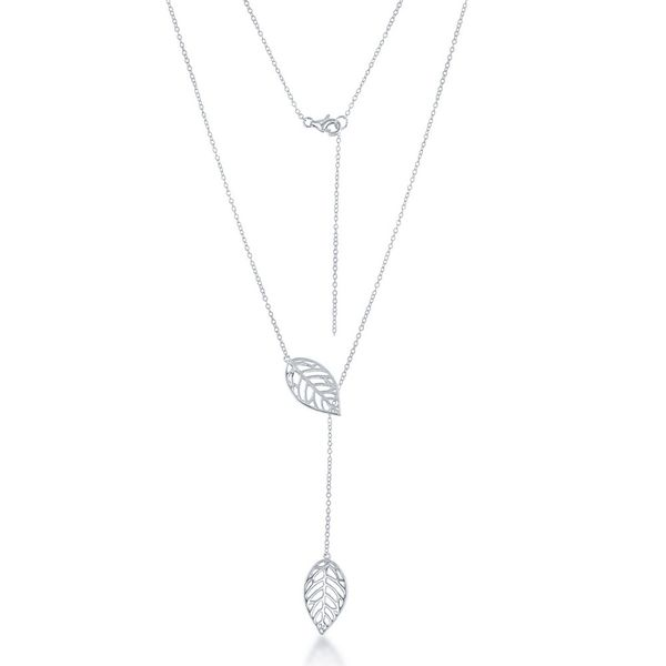 Sterling Silver Open Leaf with Hanging Chain and Leaf Necklace Robert Irwin Jewelers Memphis, TN