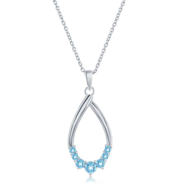 Sterling Silver Pearshaped Necklace - Swiss Blue Topaz Robert Irwin Jewelers Memphis, TN
