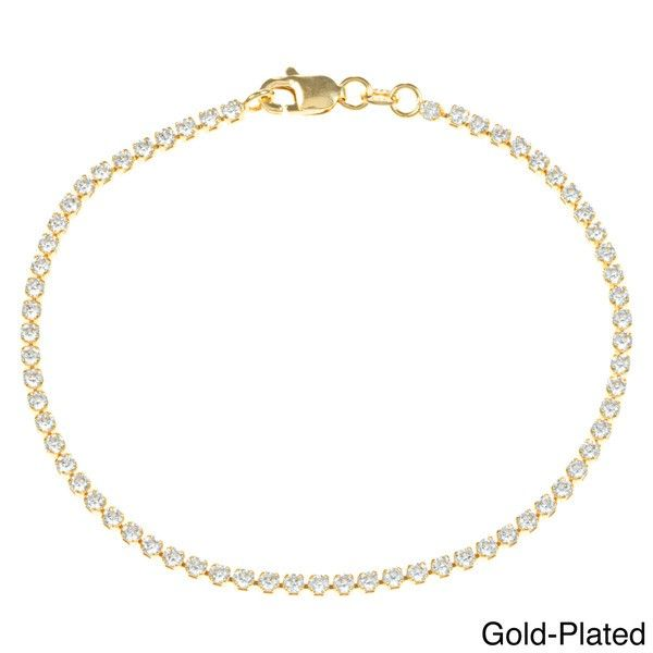 Sterling Silver Thin CZ Tennis Bracelet - Gold Plated Robert Irwin Jewelers Memphis, TN