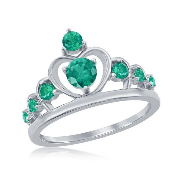 Sterling Silver Crown Ring - Nano Green CZ Robert Irwin Jewelers Memphis, TN