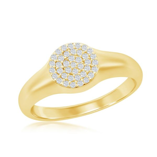 Sterling Silver Micro Pave CZ Round Ring - Gold Plated Robert Irwin Jewelers Memphis, TN