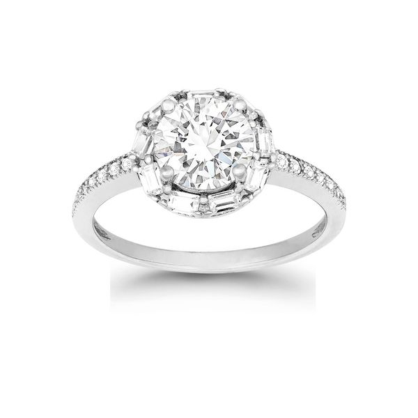 Sterling Silver Halo Style CZ Engagement Ring Robert Irwin Jewelers Memphis, TN