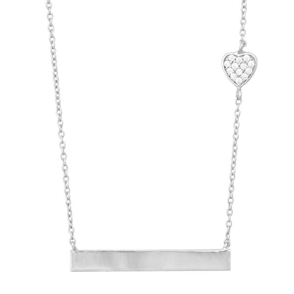 Sterling Silver Small CZ Heart with Flat Plate Necklace Robert Irwin Jewelers Memphis, TN