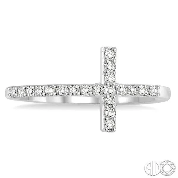 1/5 Ctw Round Cut Diamond Cross Ring in 14K White Gold