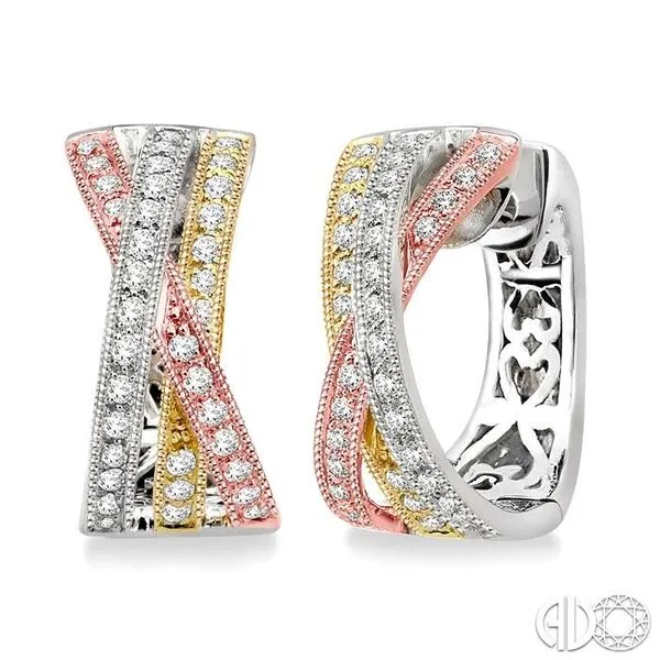 tri color diamond earrings