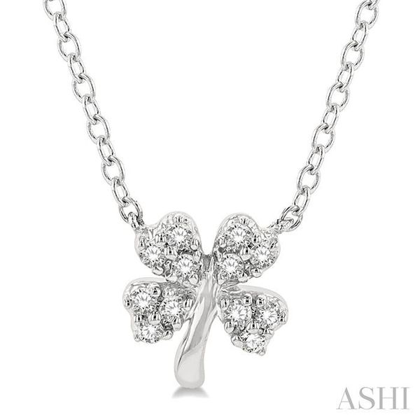 1/10 ctw Four-Leaf Clover Round Cut Diamond Petite Fashion Pendant With Chain in 10K White Gold Ross Elliott Jewelers Terre Haute, IN