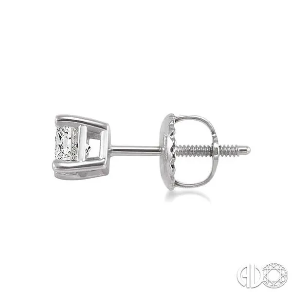 3 Ct Princess Cut Diamond hot Studs Earrings Real 14K White Gold Screw Back Value 395