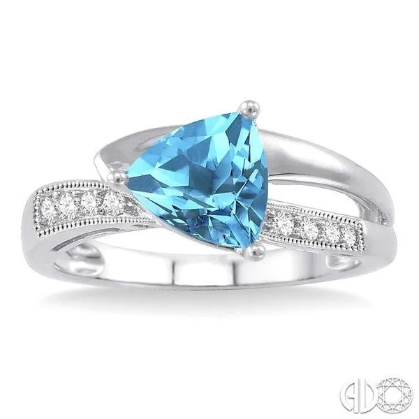 Trillion cut store blue topaz ring