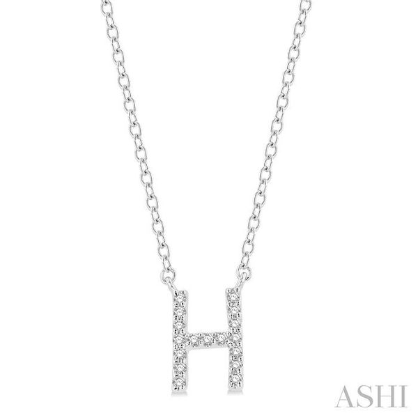 1/20 ctw Initial 'H' Round Cut Diamond Pendant With Chain in 14K White Gold Ross Elliott Jewelers Terre Haute, IN