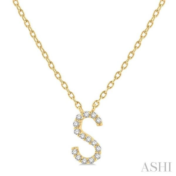 1/20 ctw Initial 'S' Round Cut Diamond Pendant With Chain in 14K Yellow Gold Ross Elliott Jewelers Terre Haute, IN