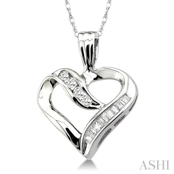 1/4 Ctw Diamond Heart Pendant in 10K White Gold with Chain Image 2 Ross Elliott Jewelers Terre Haute, IN