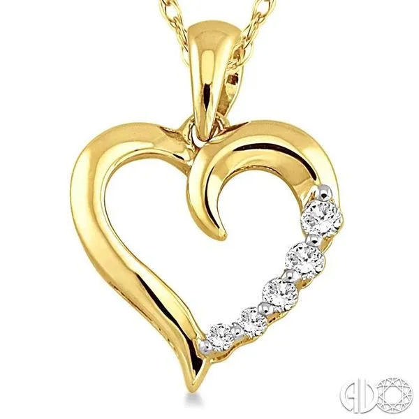 10kt Yellow Gold Womens deals Round Diamond Small Heart Cross Pendant .03 Cttw