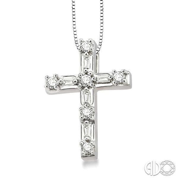1/4 Ctw Diamond Cross Pendant in 14K White Gold with chain | Ross 